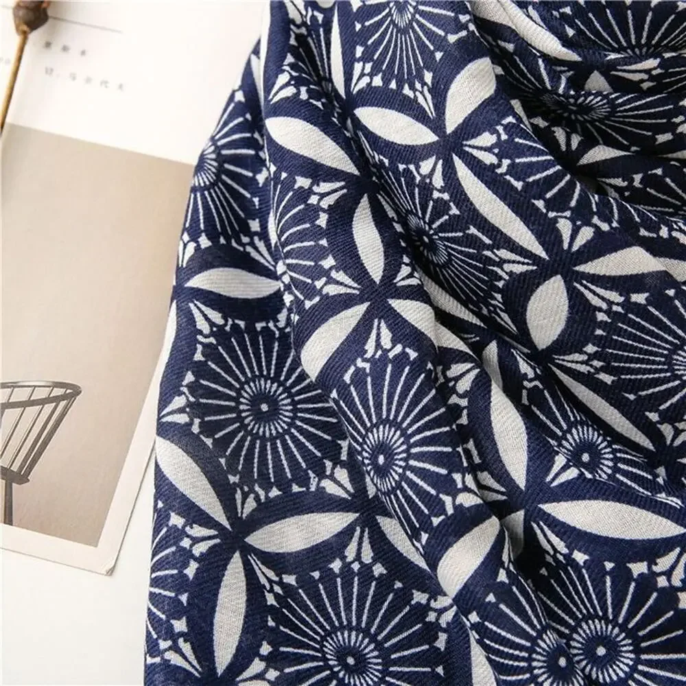 NEW Boho Exotic Tasseled Rectangle Soft Chic Scarf Large Navy Blue White